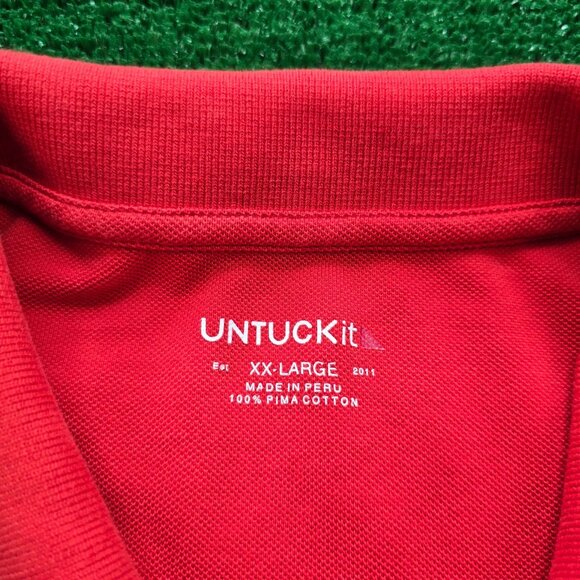 Untuckit Polo Shirt Mens 2XL‎ Red Short Sleeve Golf Preppy Summer Casual Cotton - Picture 6 of 8
